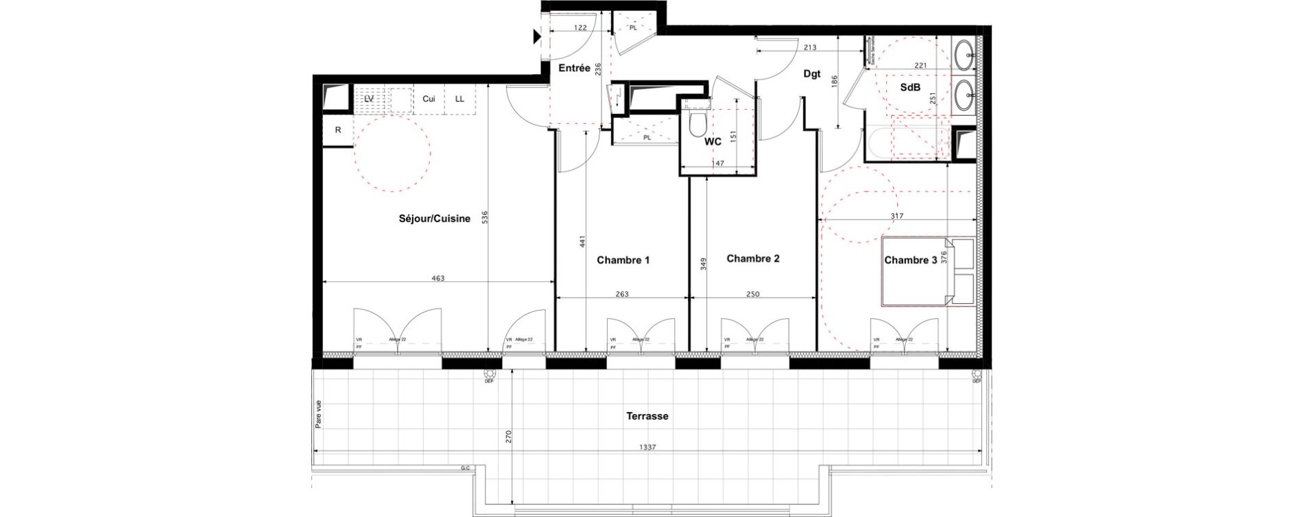 Appartement T4 de 76,00 m2 &agrave; Ach&egrave;res Montsouris