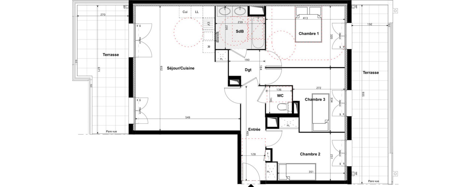 Appartement T4 de 82,25 m2 &agrave; Ach&egrave;res Montsouris