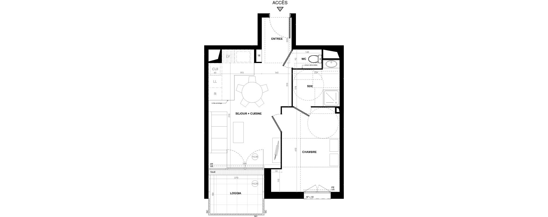 Appartement T2 de 40,90 m2 &agrave; Ach&egrave;res Le ch&ecirc;ne feuillu