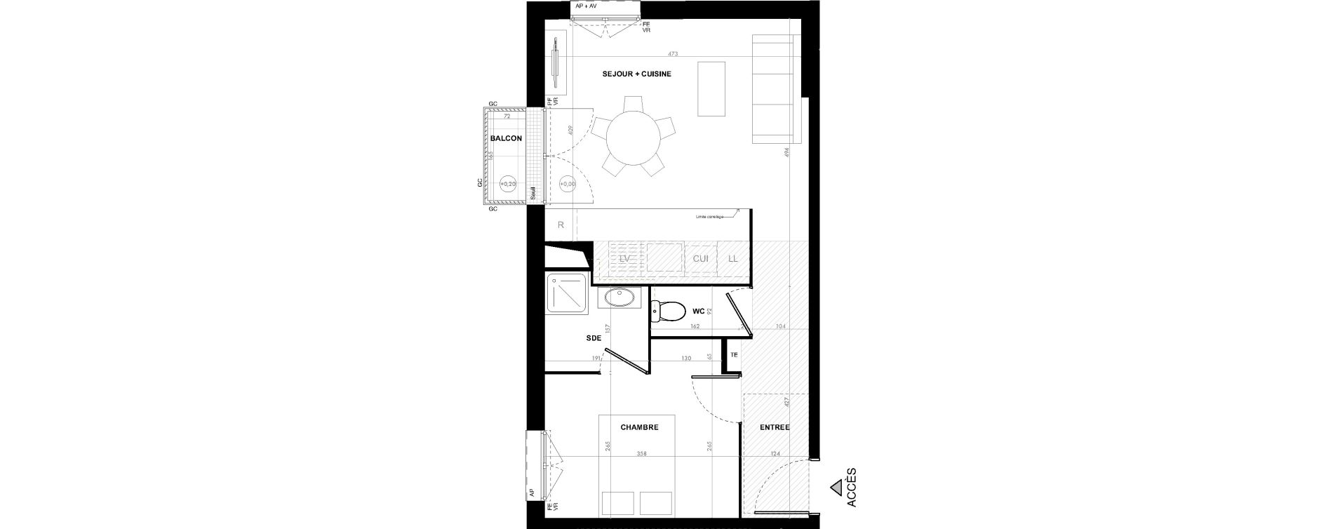 Appartement T2 de 43,10 m2 &agrave; Ach&egrave;res Le ch&ecirc;ne feuillu