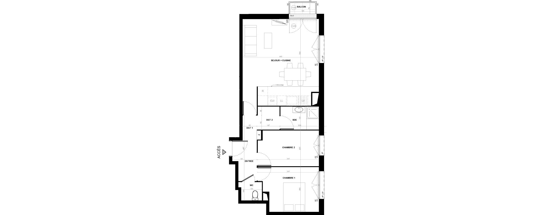 Appartement T3 de 61,70 m2 &agrave; Ach&egrave;res Le ch&ecirc;ne feuillu