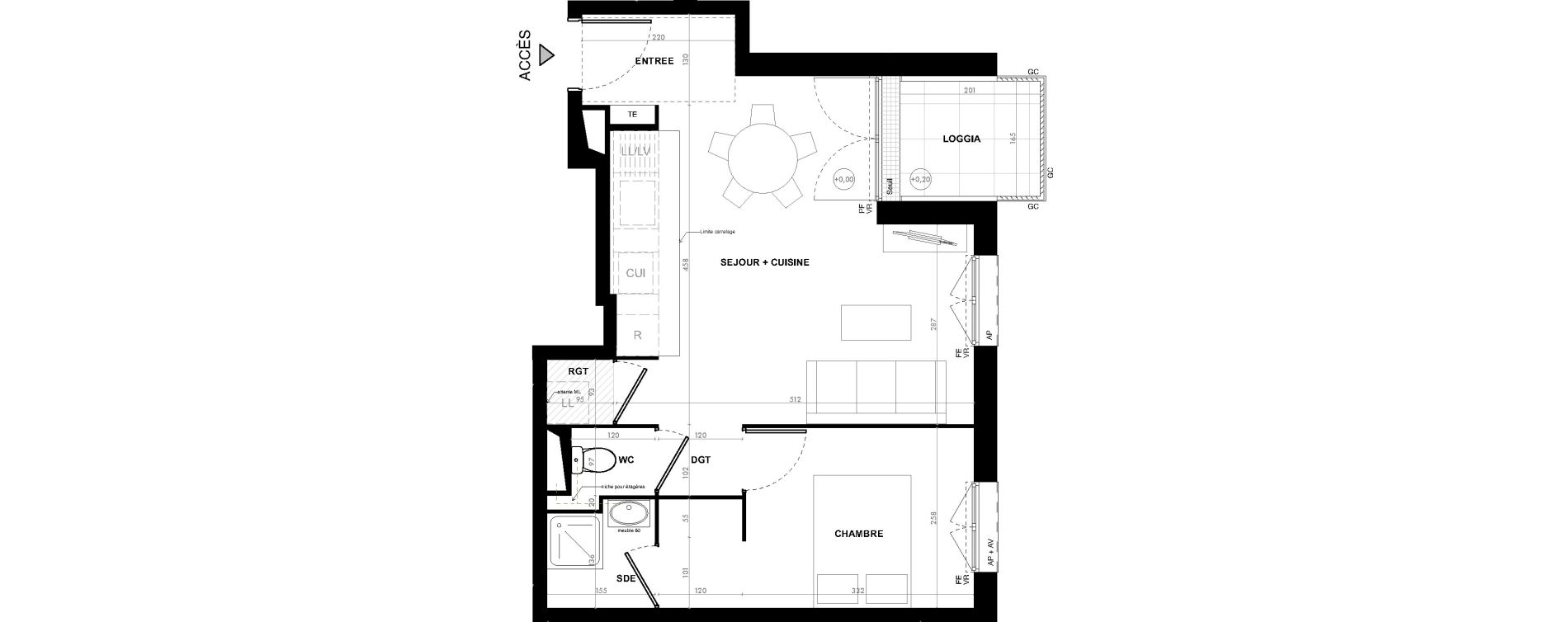 Appartement T2 de 40,90 m2 &agrave; Ach&egrave;res Le ch&ecirc;ne feuillu