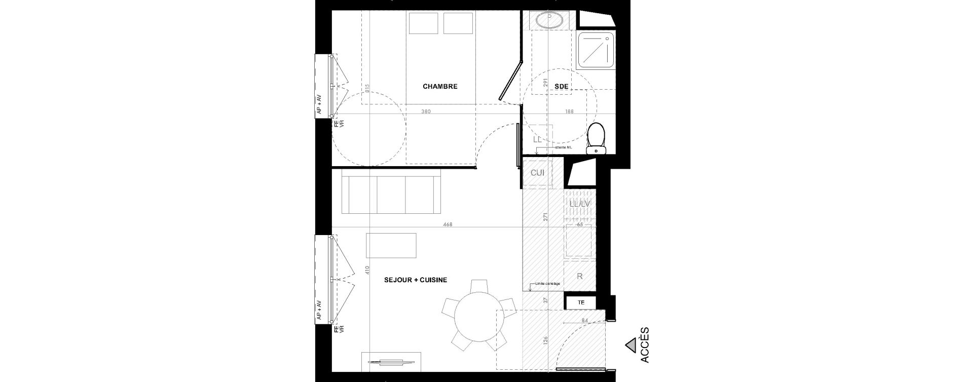 Appartement T2 de 39,00 m2 &agrave; Ach&egrave;res Le ch&ecirc;ne feuillu