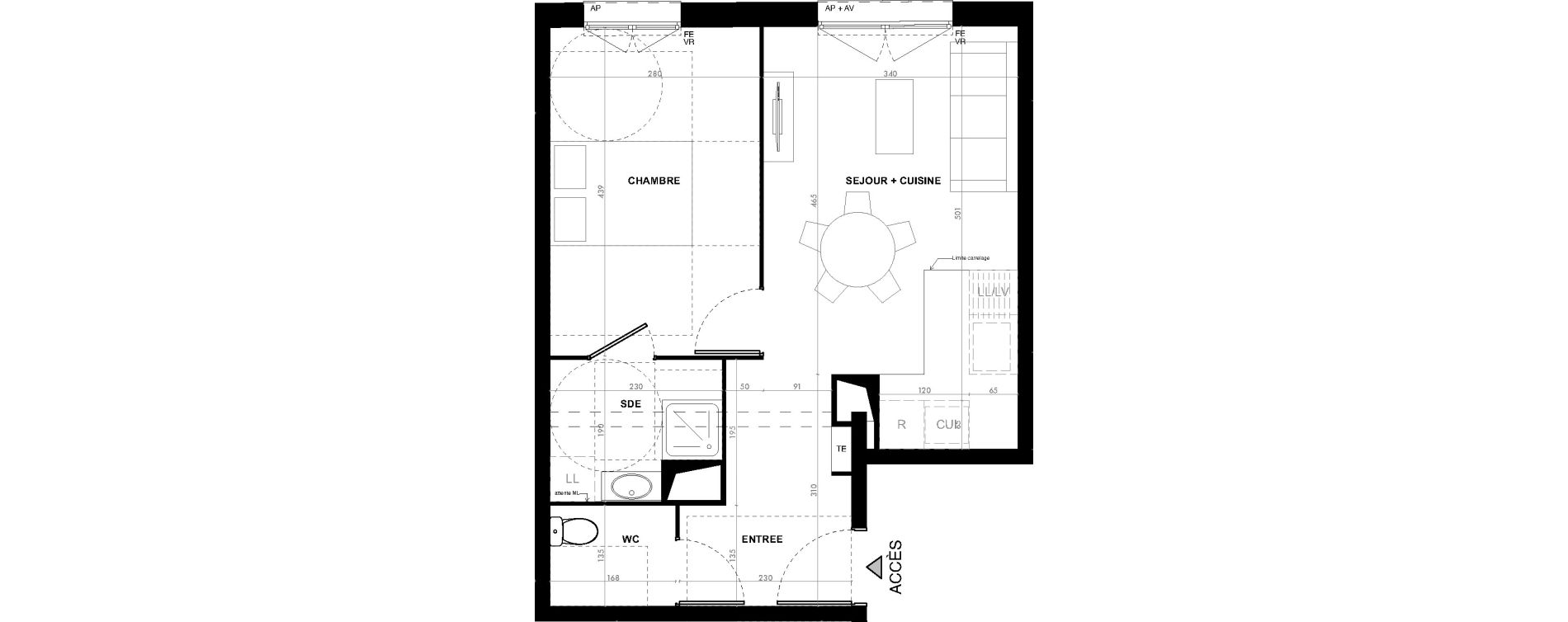 Appartement T2 de 42,00 m2 &agrave; Ach&egrave;res Le ch&ecirc;ne feuillu