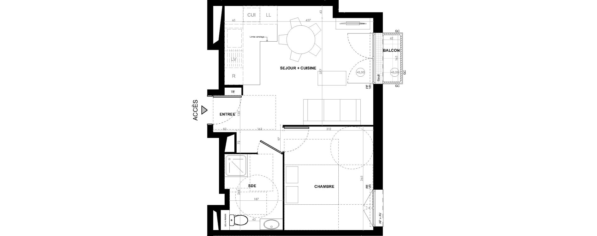 Appartement T2 de 40,10 m2 &agrave; Ach&egrave;res Le ch&ecirc;ne feuillu