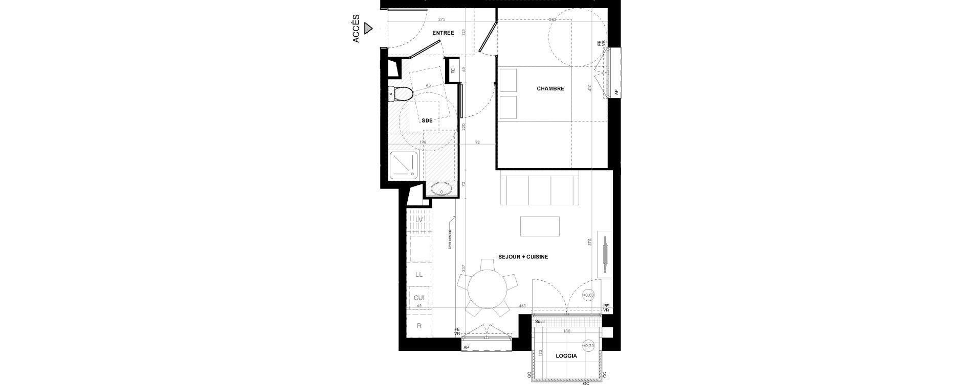 Appartement T2 de 43,20 m2 &agrave; Ach&egrave;res Le ch&ecirc;ne feuillu