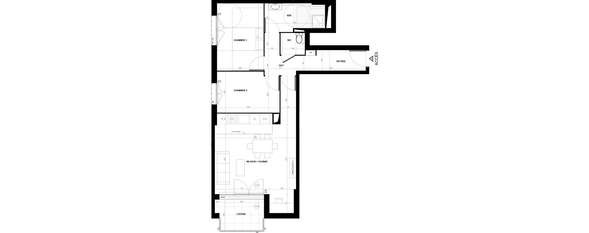 Appartement T3 de 64,70 m2 &agrave; Ach&egrave;res Le ch&ecirc;ne feuillu