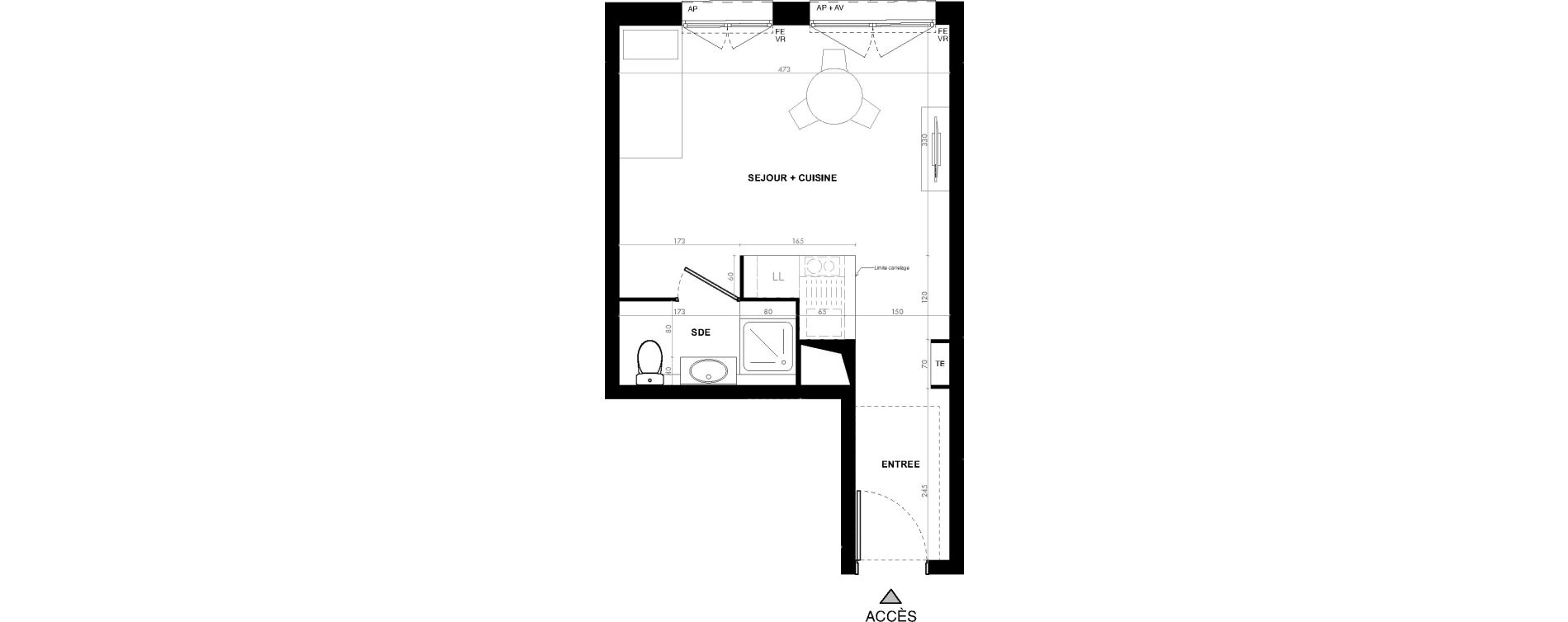 Appartement T1 de 26,70 m2 &agrave; Ach&egrave;res Le ch&ecirc;ne feuillu