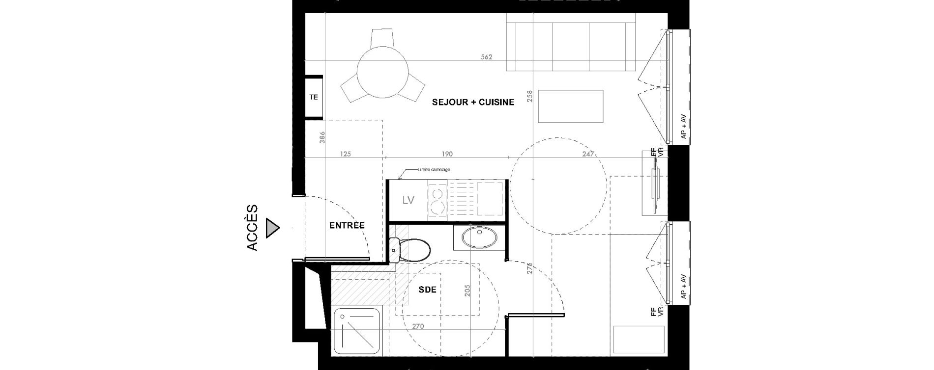 Appartement T1 de 28,90 m2 &agrave; Ach&egrave;res Le ch&ecirc;ne feuillu