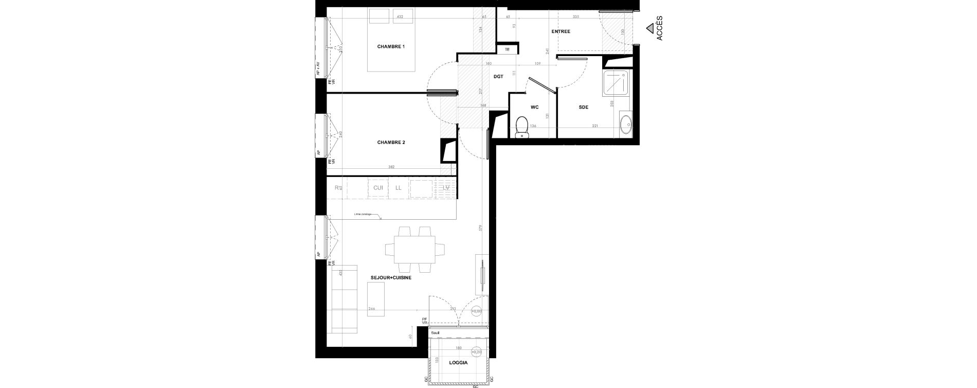 Appartement T3 de 60,10 m2 &agrave; Ach&egrave;res Le ch&ecirc;ne feuillu