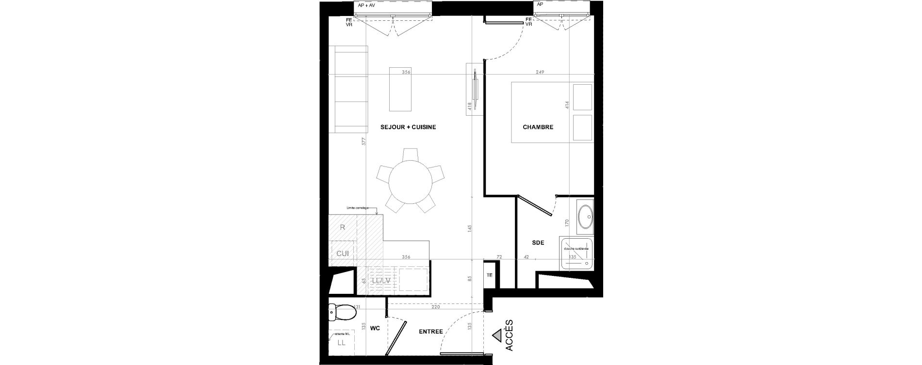 Appartement T2 de 42,10 m2 &agrave; Ach&egrave;res Le ch&ecirc;ne feuillu