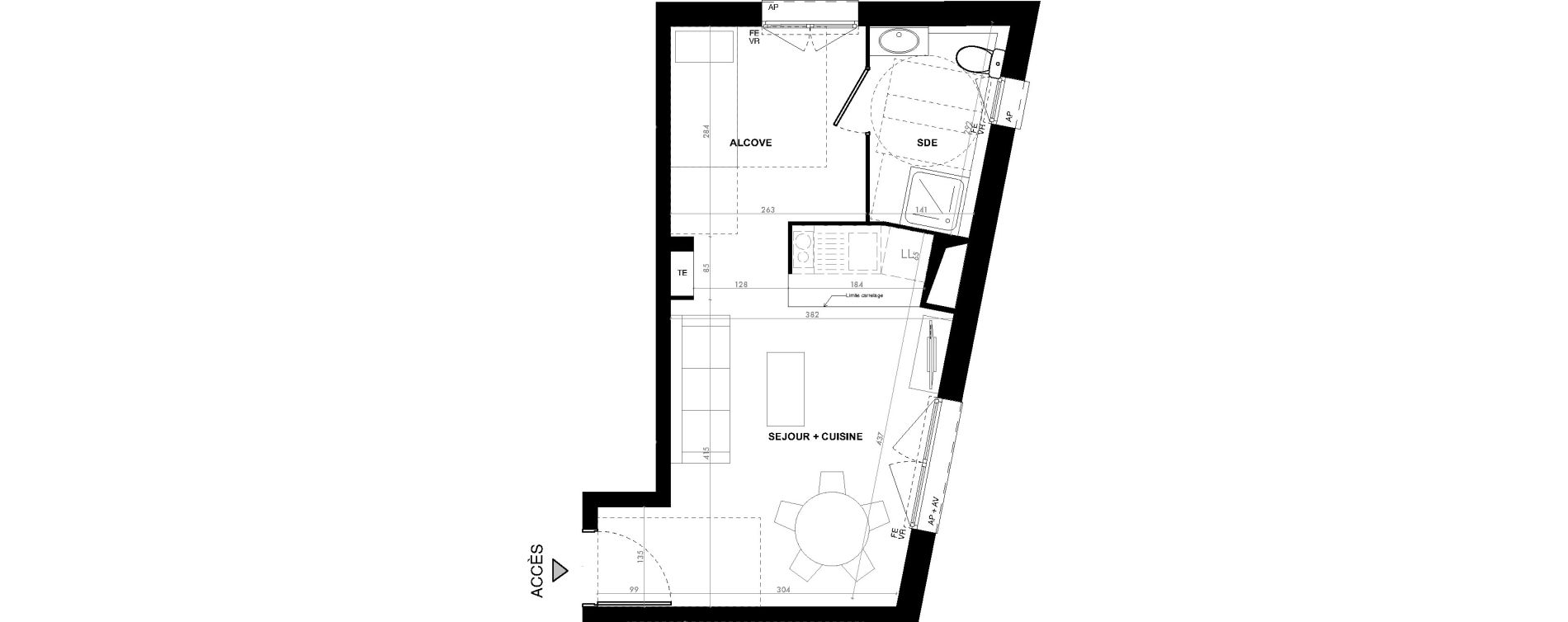 Appartement T1 de 30,40 m2 &agrave; Ach&egrave;res Le ch&ecirc;ne feuillu