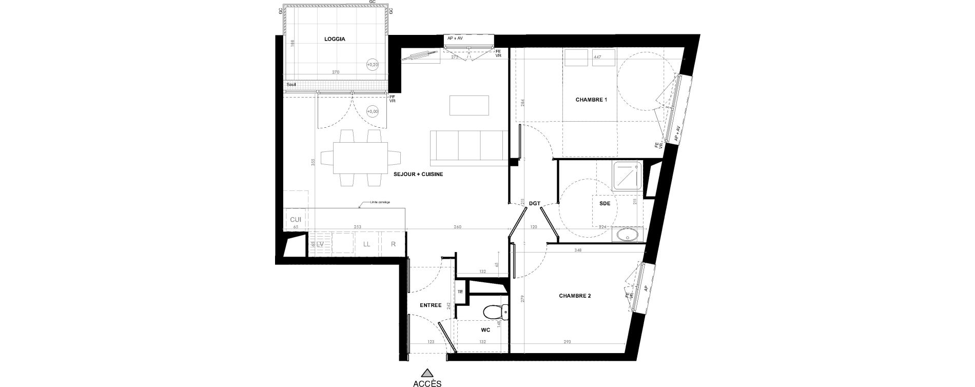 Appartement T3 de 60,80 m2 &agrave; Ach&egrave;res Le ch&ecirc;ne feuillu