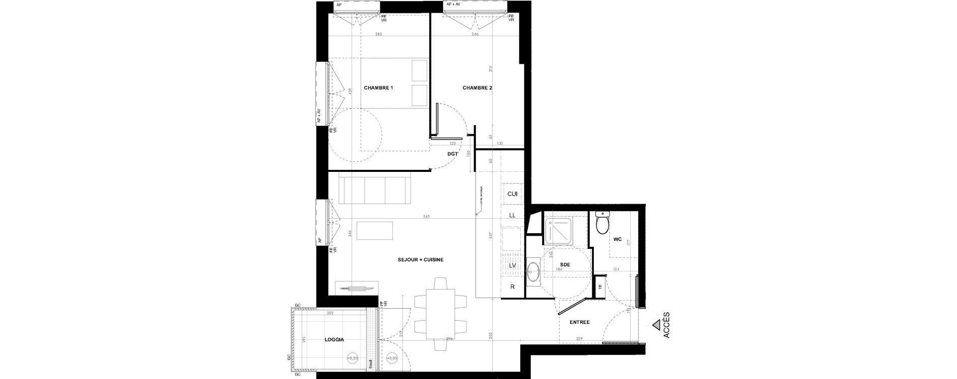 Appartement T3 de 61,80 m2 &agrave; Ach&egrave;res Le ch&ecirc;ne feuillu