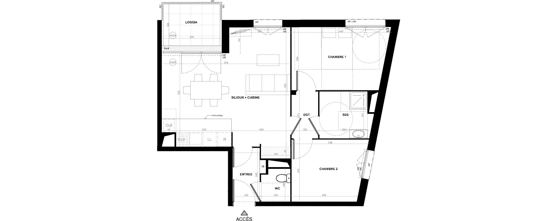 Appartement T3 de 60,80 m2 &agrave; Ach&egrave;res Le ch&ecirc;ne feuillu