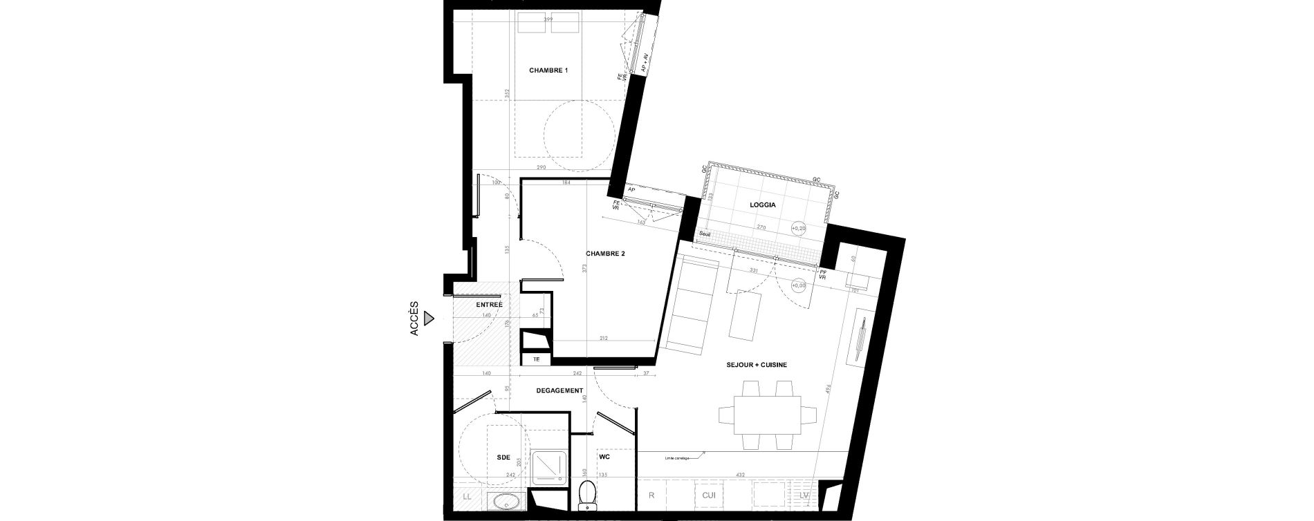 Appartement T3 de 61,70 m2 &agrave; Ach&egrave;res Le ch&ecirc;ne feuillu
