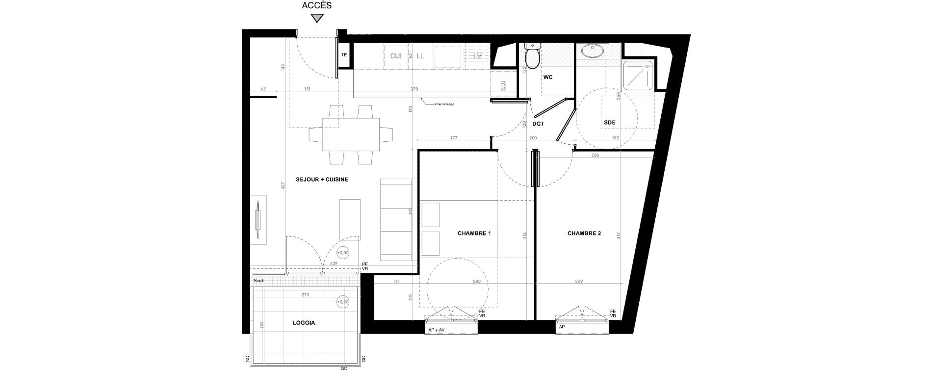 Appartement T3 de 60,20 m2 &agrave; Ach&egrave;res Le ch&ecirc;ne feuillu