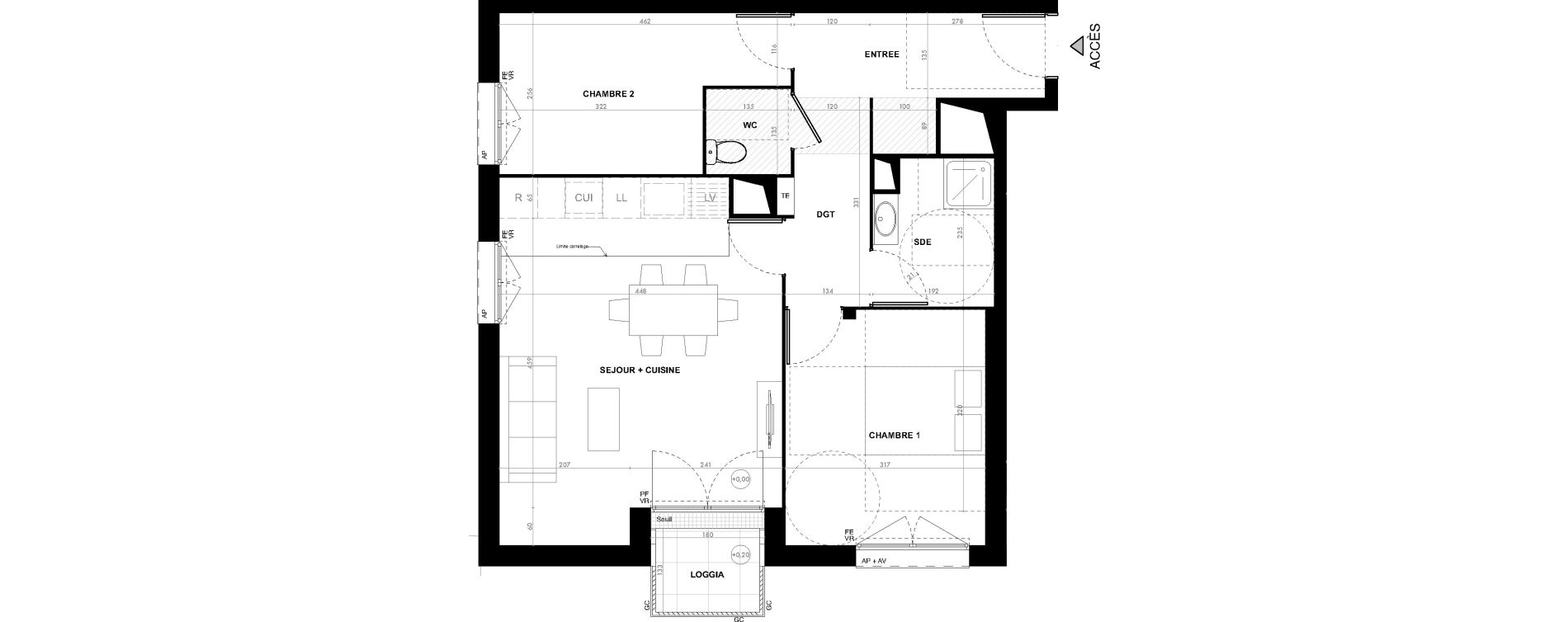 Appartement T3 de 62,50 m2 &agrave; Ach&egrave;res Le ch&ecirc;ne feuillu