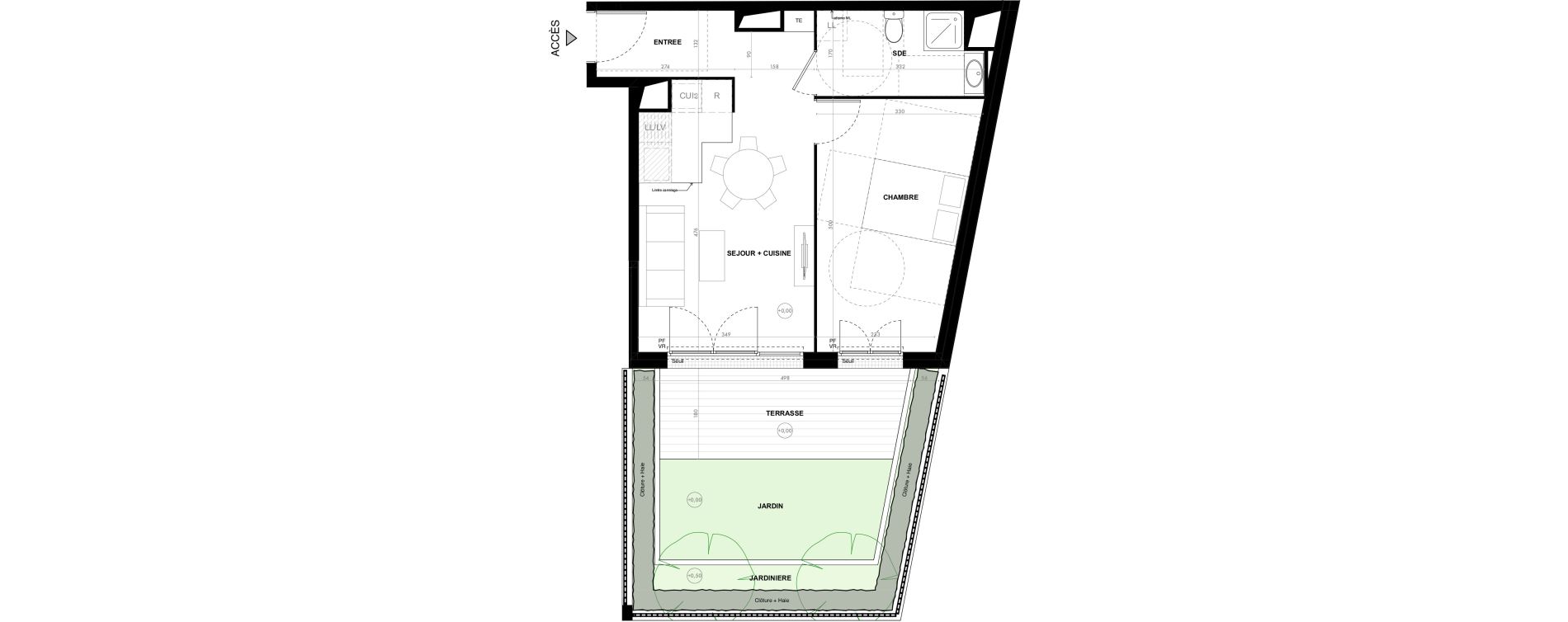 Appartement T2 de 42,90 m2 &agrave; Ach&egrave;res Le ch&ecirc;ne feuillu