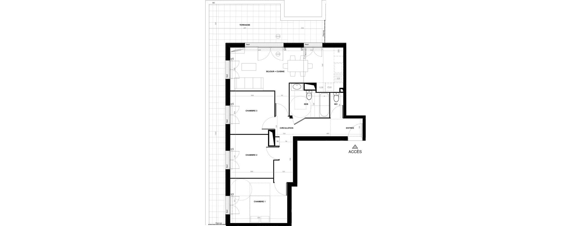 Appartement T4 de 73,00 m2 &agrave; Ach&egrave;res Le ch&ecirc;ne feuillu