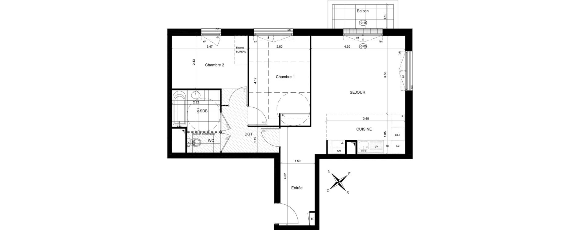 Appartement T3 de 60,36 m2 &agrave; Andr&eacute;sy Denouval