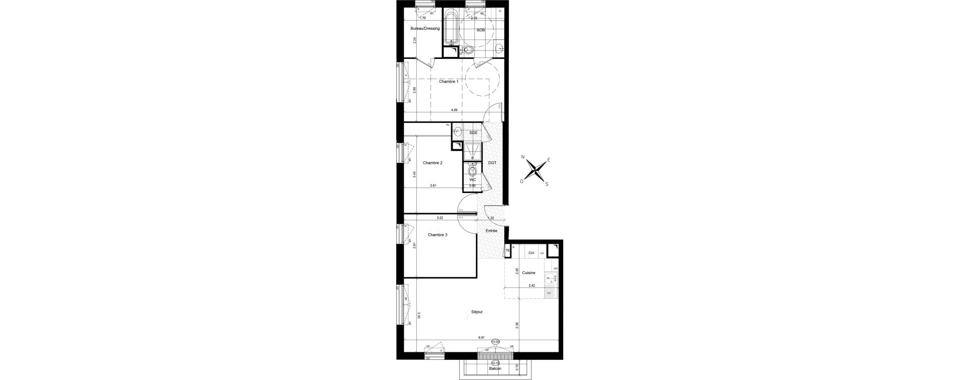 Appartement T4 de 77,63 m2 &agrave; Andr&eacute;sy Denouval