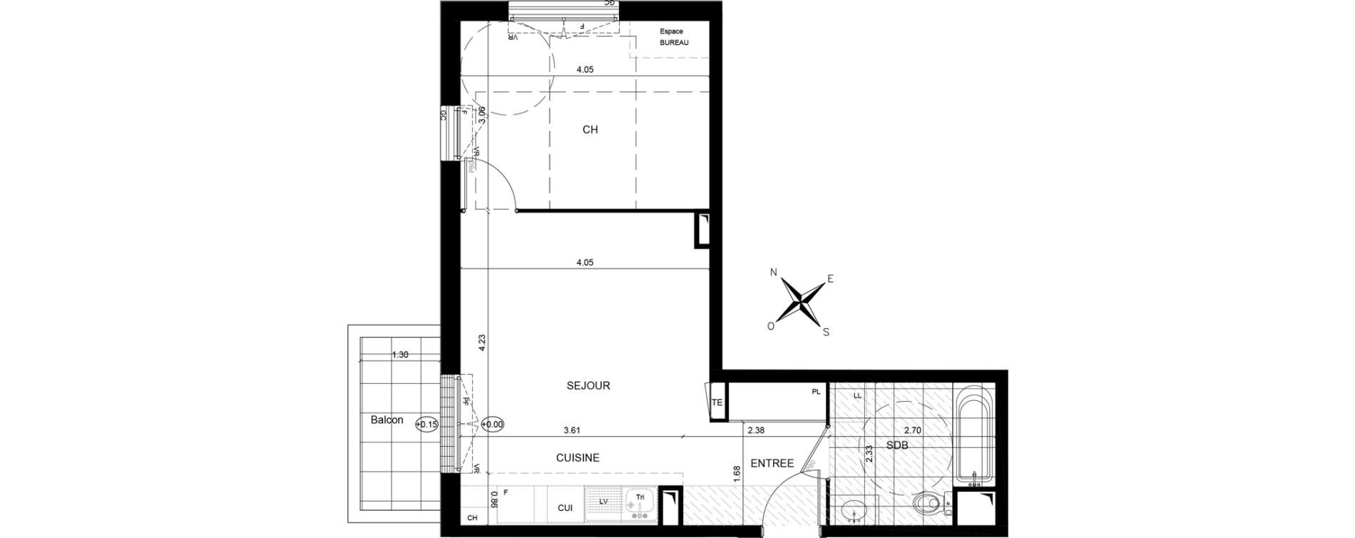 Appartement T2 de 42,58 m2 &agrave; Andr&eacute;sy Denouval