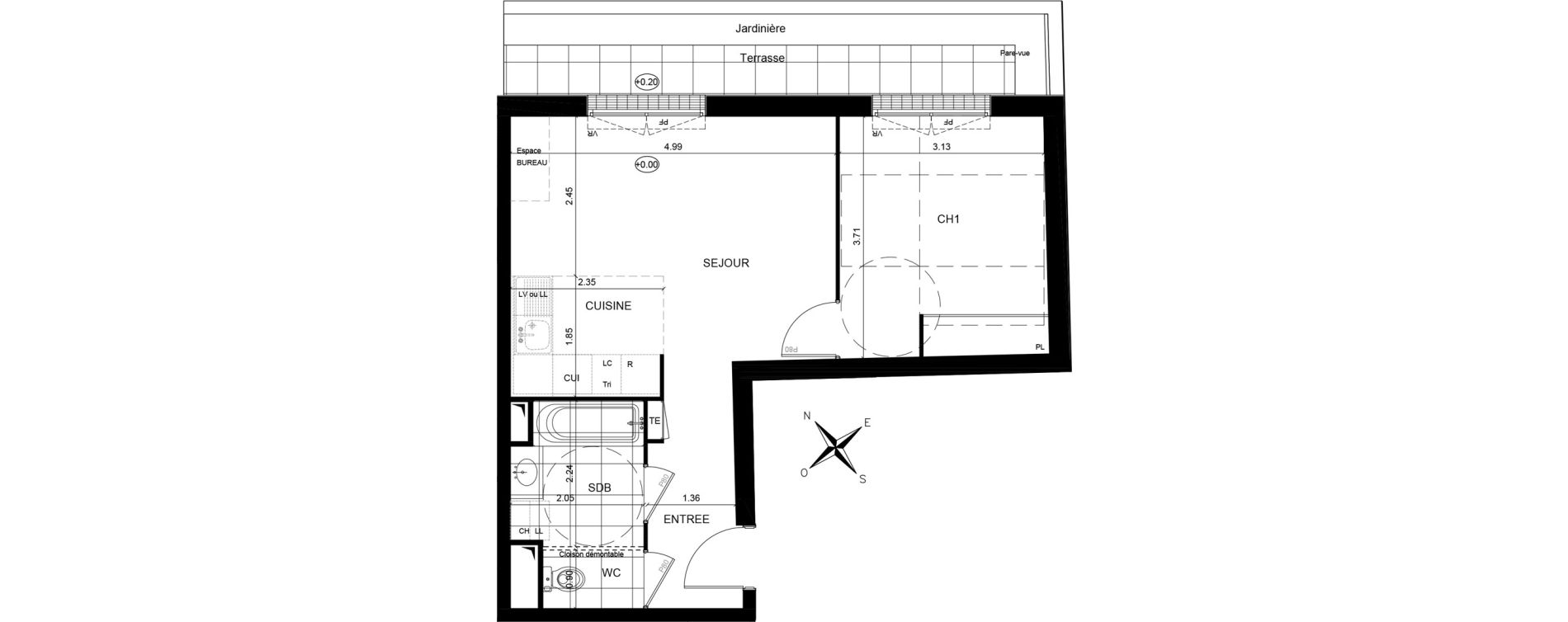 Appartement T2 de 42,18 m2 &agrave; Andr&eacute;sy Denouval