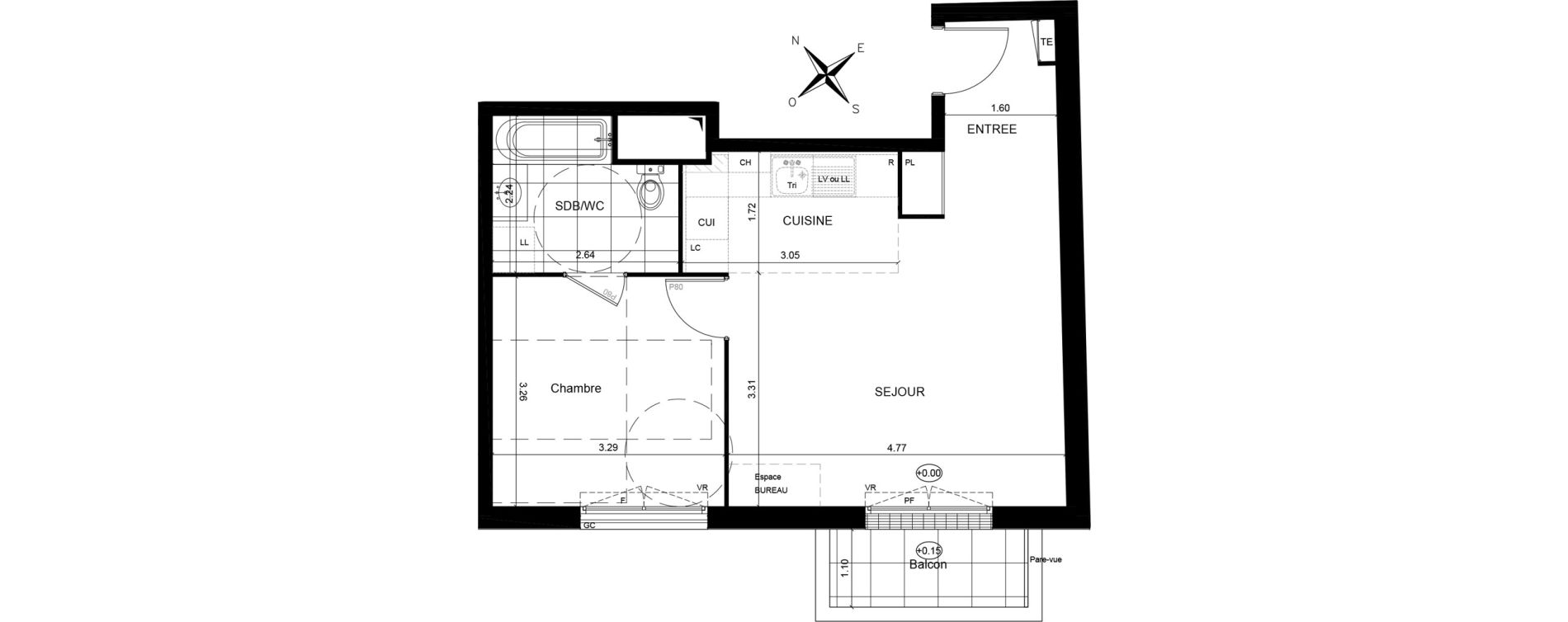 Appartement T2 de 43,39 m2 &agrave; Andr&eacute;sy Denouval