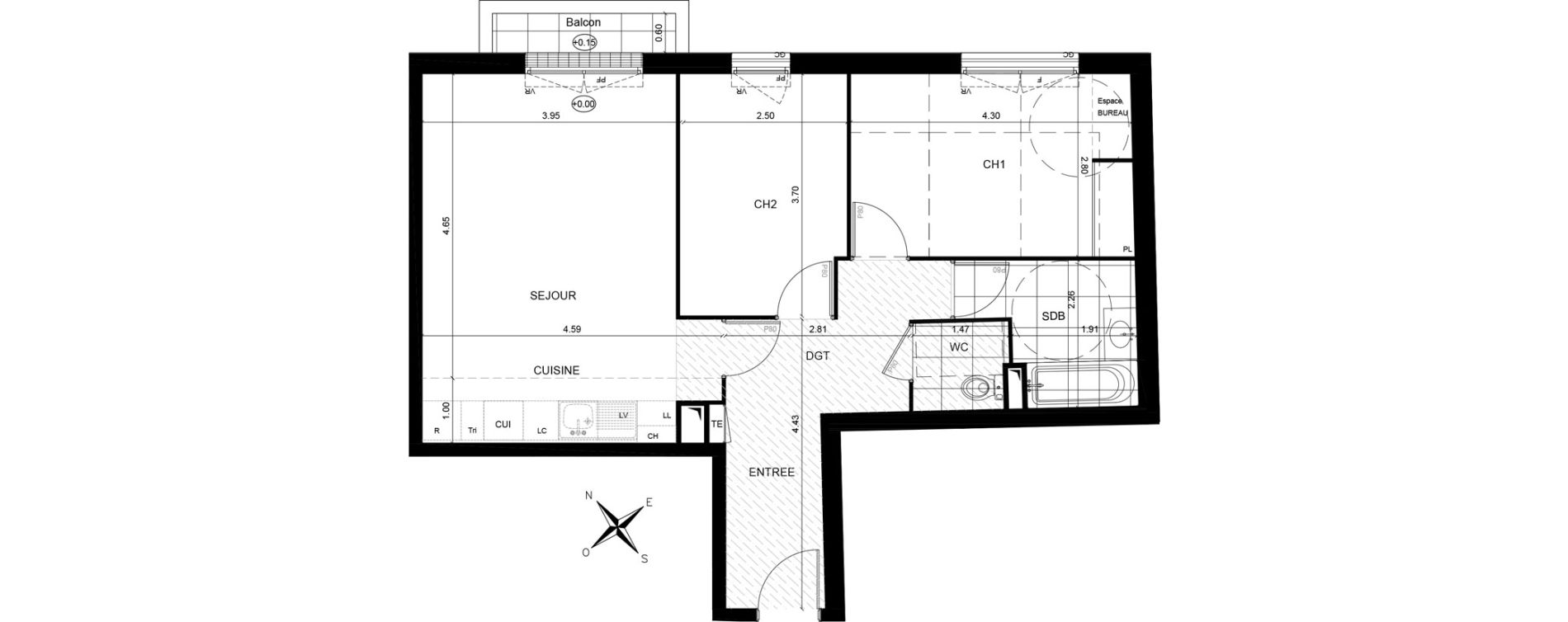 Appartement T3 de 61,10 m2 &agrave; Andr&eacute;sy Denouval
