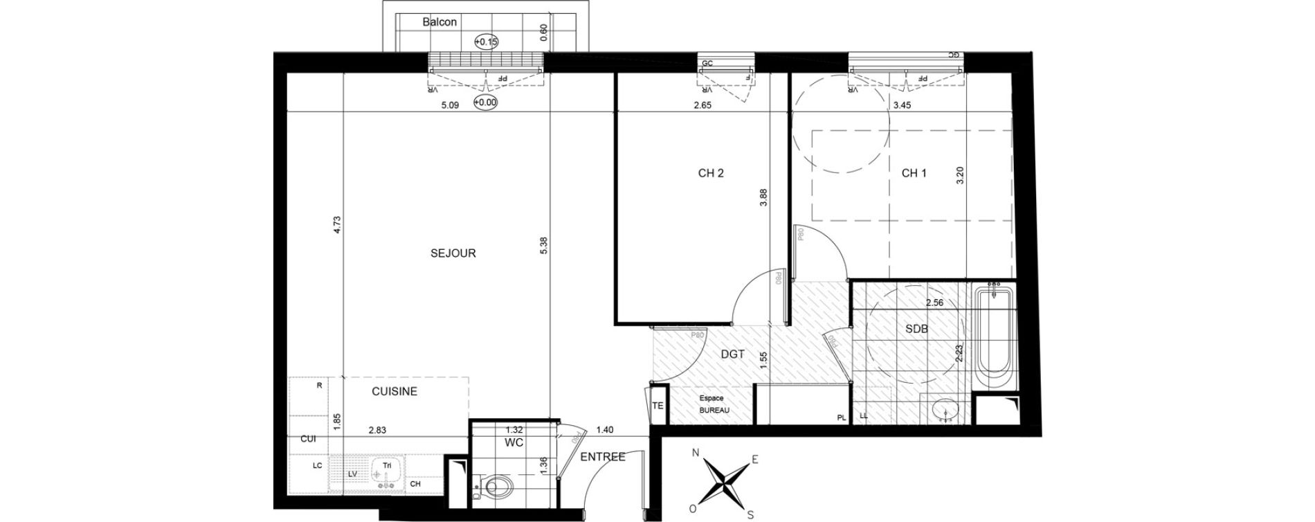 Appartement T3 de 66,98 m2 &agrave; Andr&eacute;sy Denouval