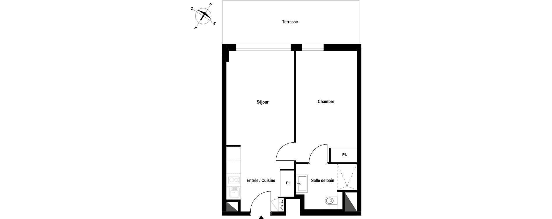 Appartement T2 meubl&eacute; de 41,18 m2 &agrave; Aubergenville Elisabethville