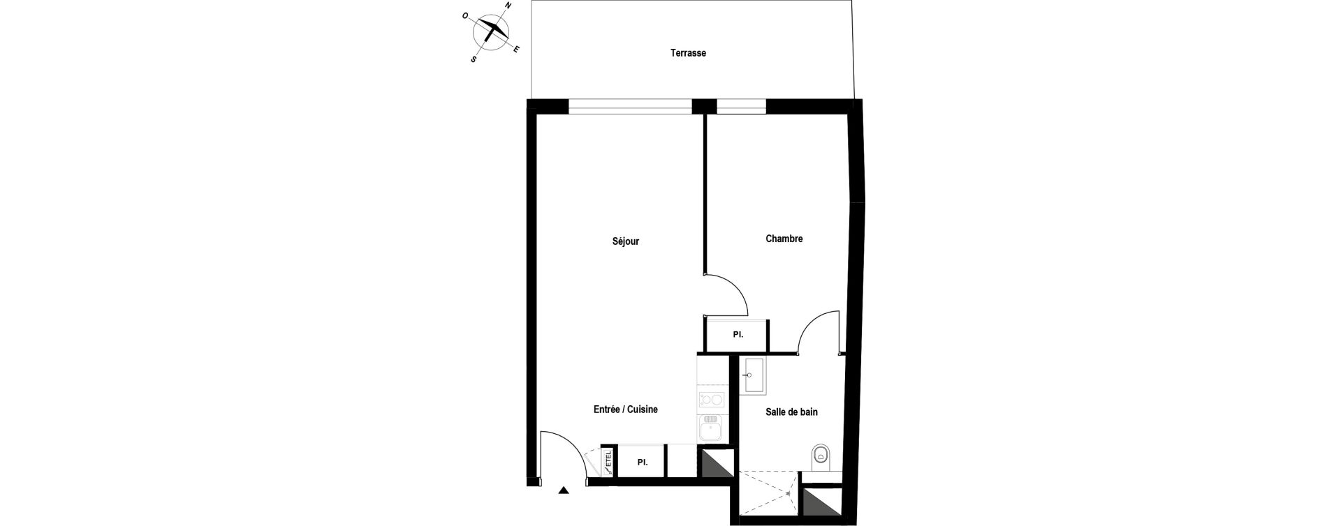 Appartement T2 meubl&eacute; de 45,69 m2 &agrave; Aubergenville Elisabethville