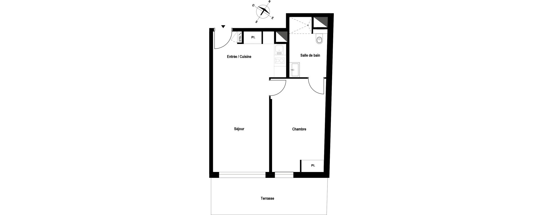 Appartement T2 meubl&eacute; de 44,83 m2 &agrave; Aubergenville Elisabethville