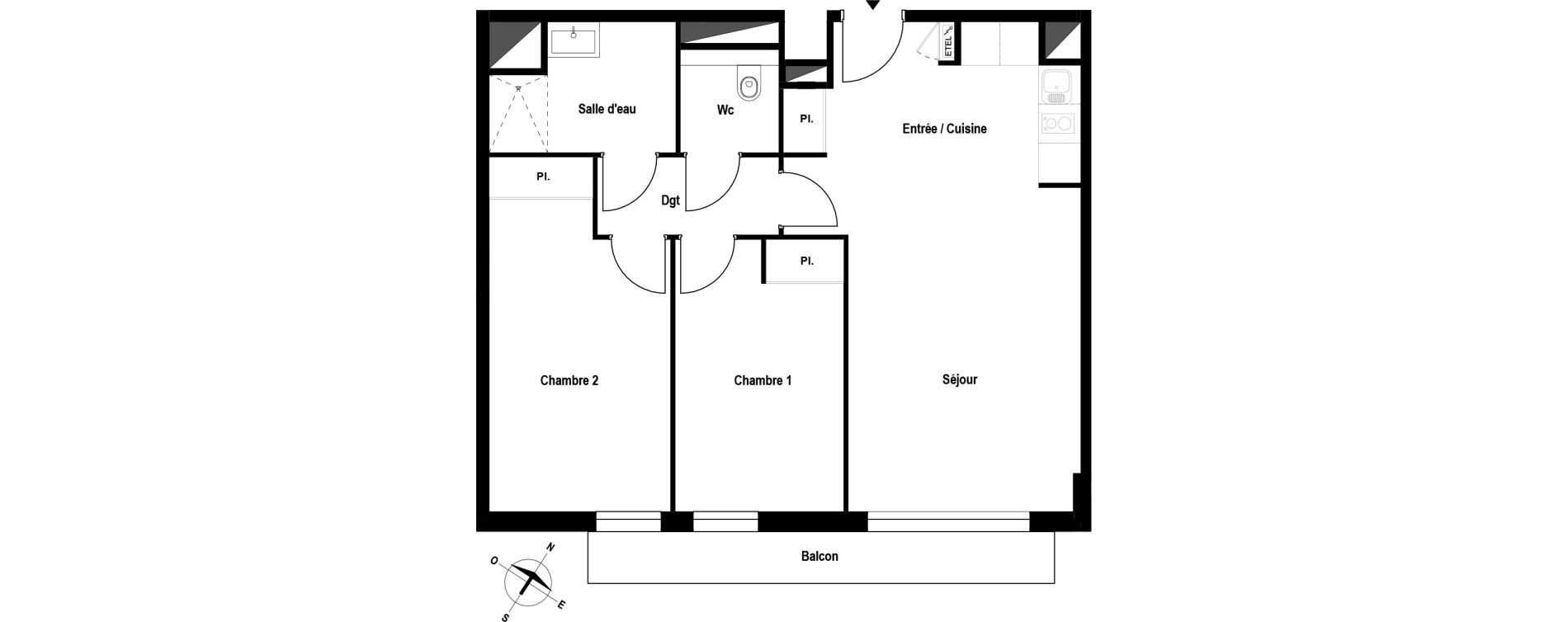 Appartement T3 meubl&eacute; de 64,47 m2 &agrave; Aubergenville Elisabethville