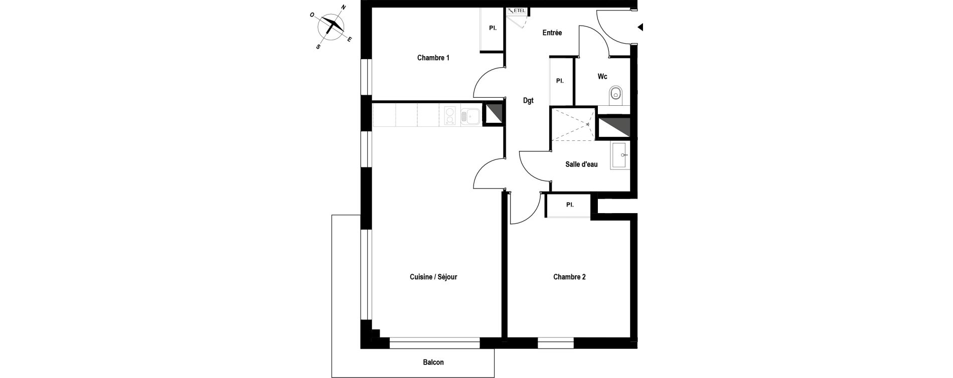 Appartement T3 meubl&eacute; de 61,29 m2 &agrave; Aubergenville Elisabethville