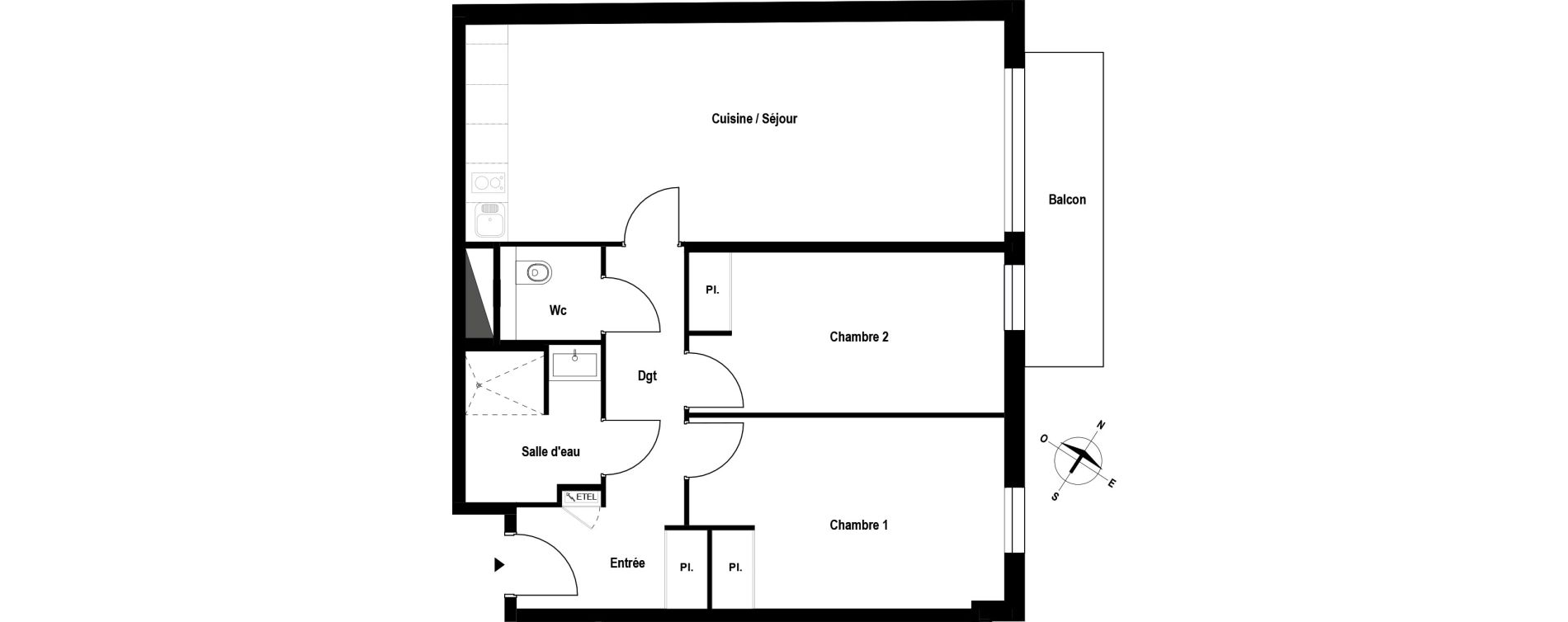 Appartement T3 meubl&eacute; de 68,85 m2 &agrave; Aubergenville Elisabethville