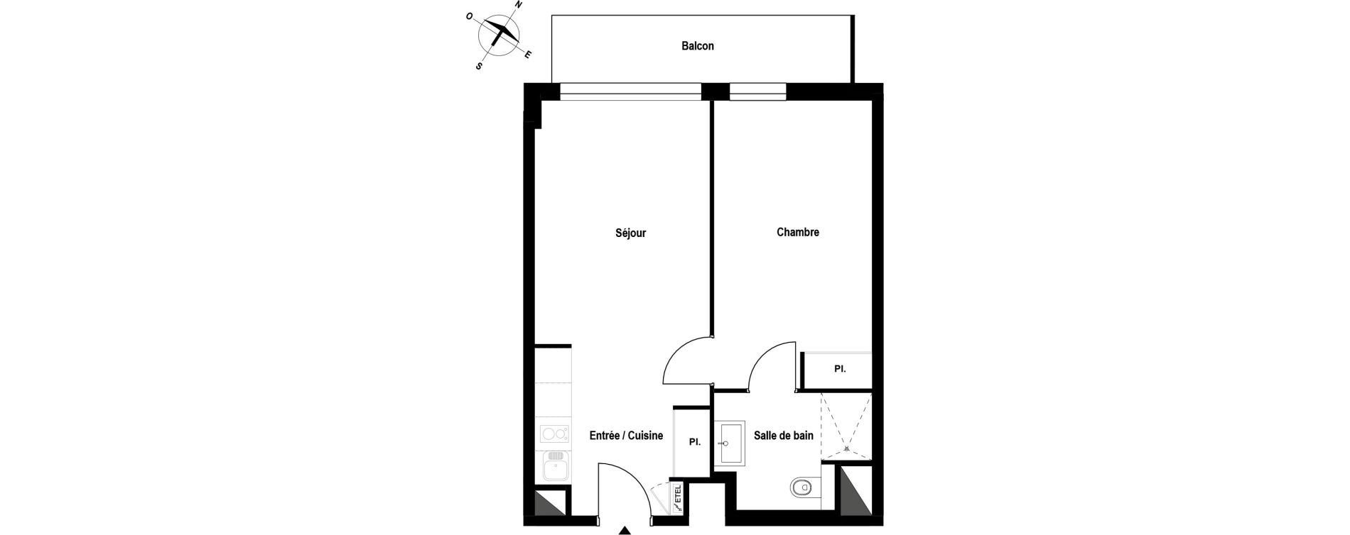 Appartement T2 meubl&eacute; de 41,19 m2 &agrave; Aubergenville Elisabethville
