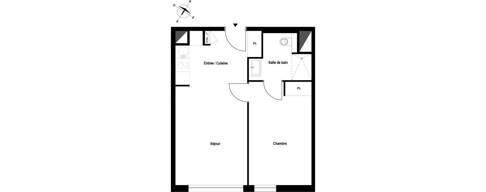 Appartement T2 meubl&eacute; de 41,63 m2 &agrave; Aubergenville Elisabethville
