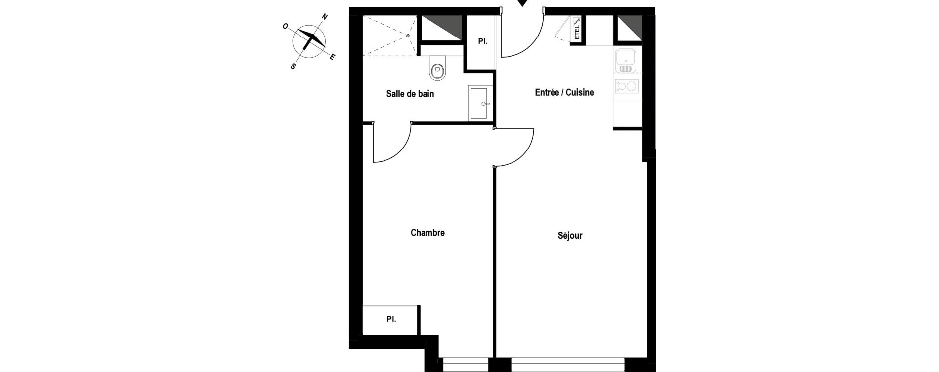 Appartement T2 meubl&eacute; de 44,12 m2 &agrave; Aubergenville Elisabethville