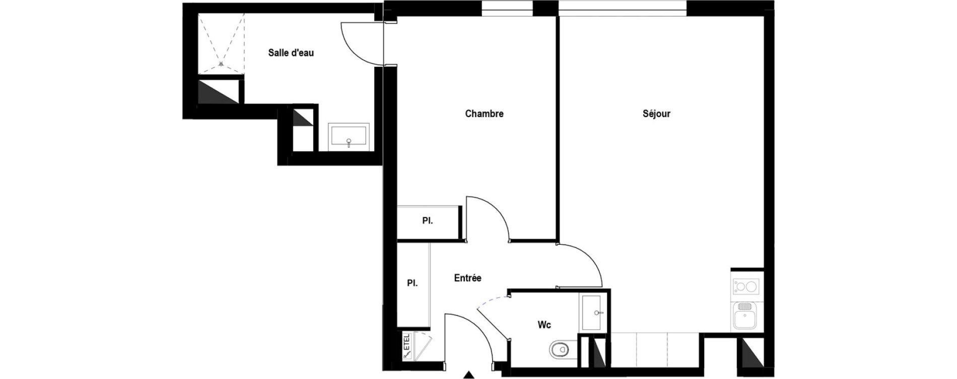 Appartement T2 meubl&eacute; de 53,05 m2 &agrave; Aubergenville Elisabethville
