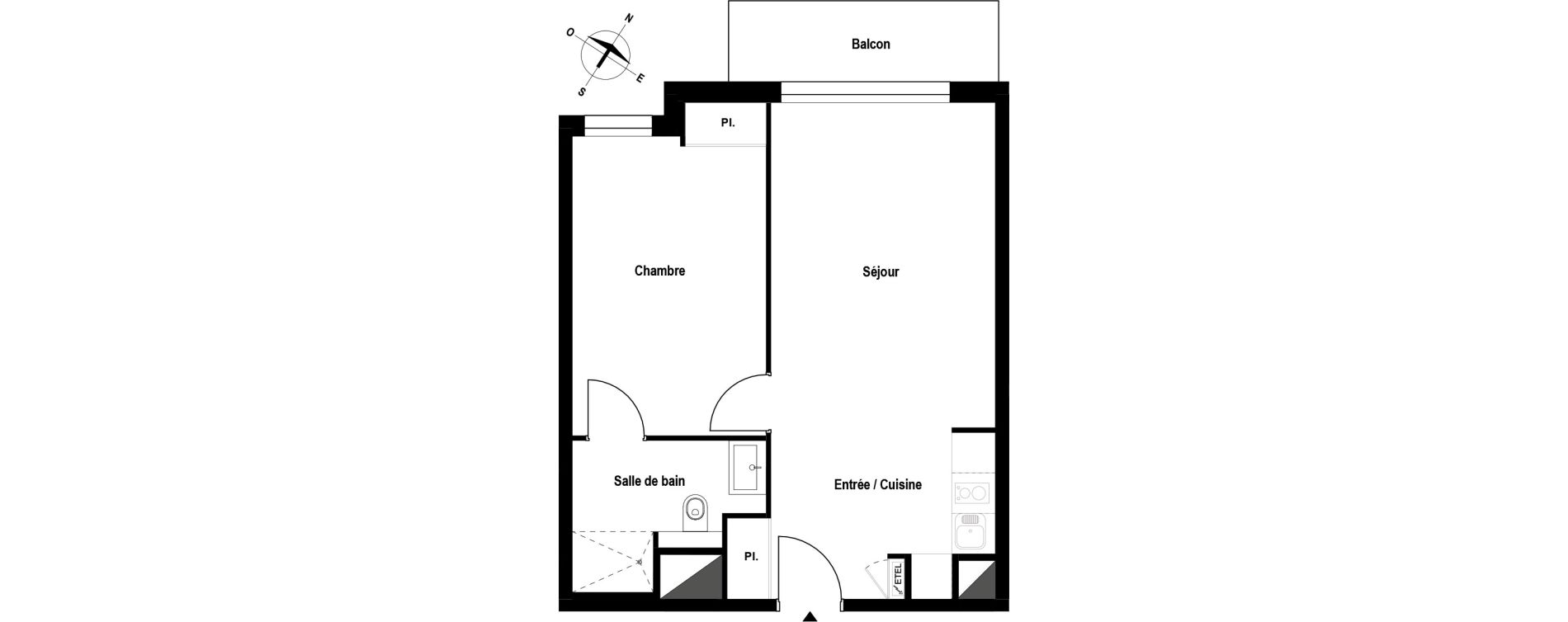Appartement T2 meubl&eacute; de 43,06 m2 &agrave; Aubergenville Elisabethville