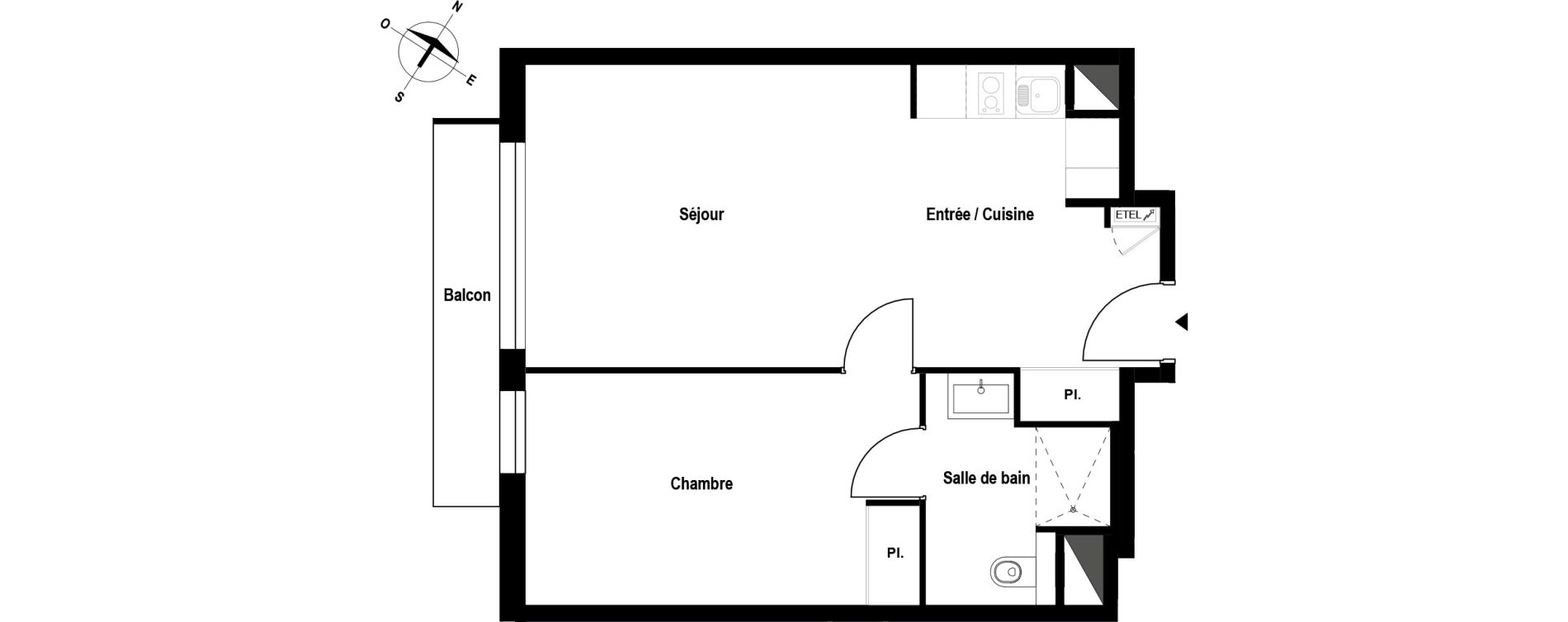 Appartement T2 meubl&eacute; de 45,55 m2 &agrave; Aubergenville Elisabethville
