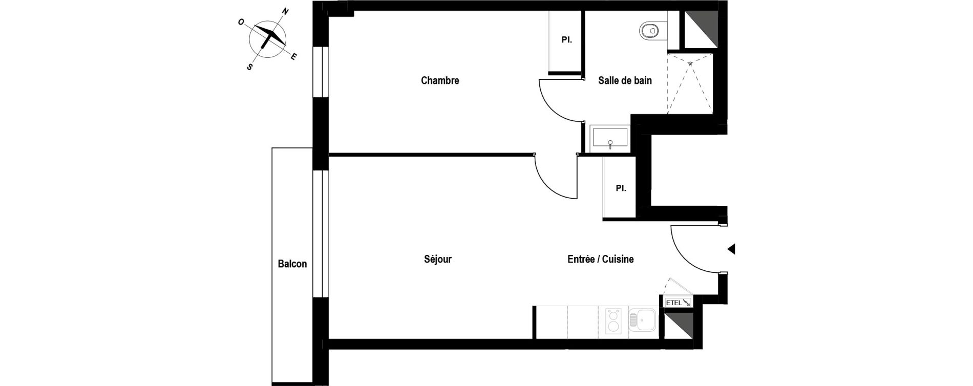 Appartement T2 meubl&eacute; de 43,56 m2 &agrave; Aubergenville Elisabethville