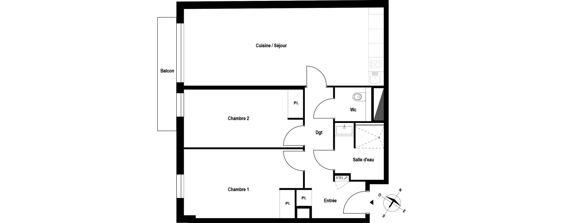 Appartement T3 meubl&eacute; de 69,89 m2 &agrave; Aubergenville Elisabethville