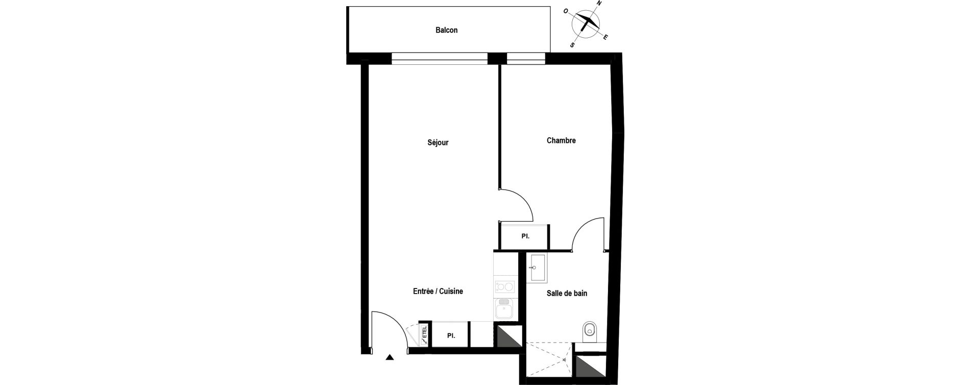 Appartement T2 meubl&eacute; de 45,69 m2 &agrave; Aubergenville Elisabethville
