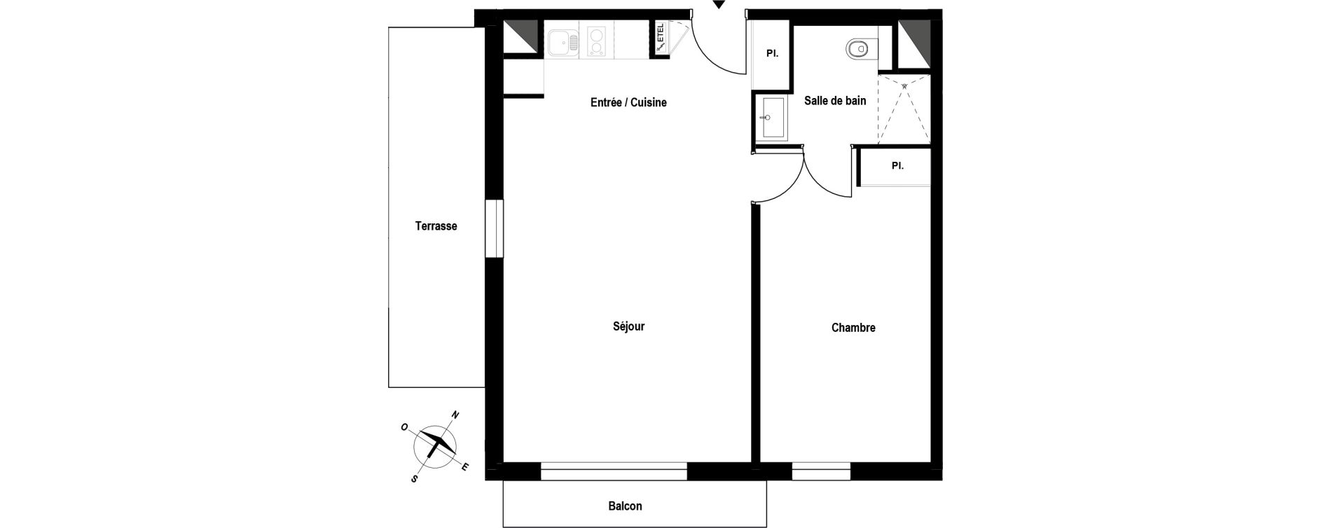 Appartement T2 meubl&eacute; de 52,63 m2 &agrave; Aubergenville Elisabethville