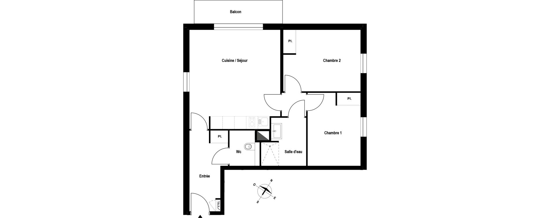 Appartement T3 meubl&eacute; de 61,63 m2 &agrave; Aubergenville Elisabethville