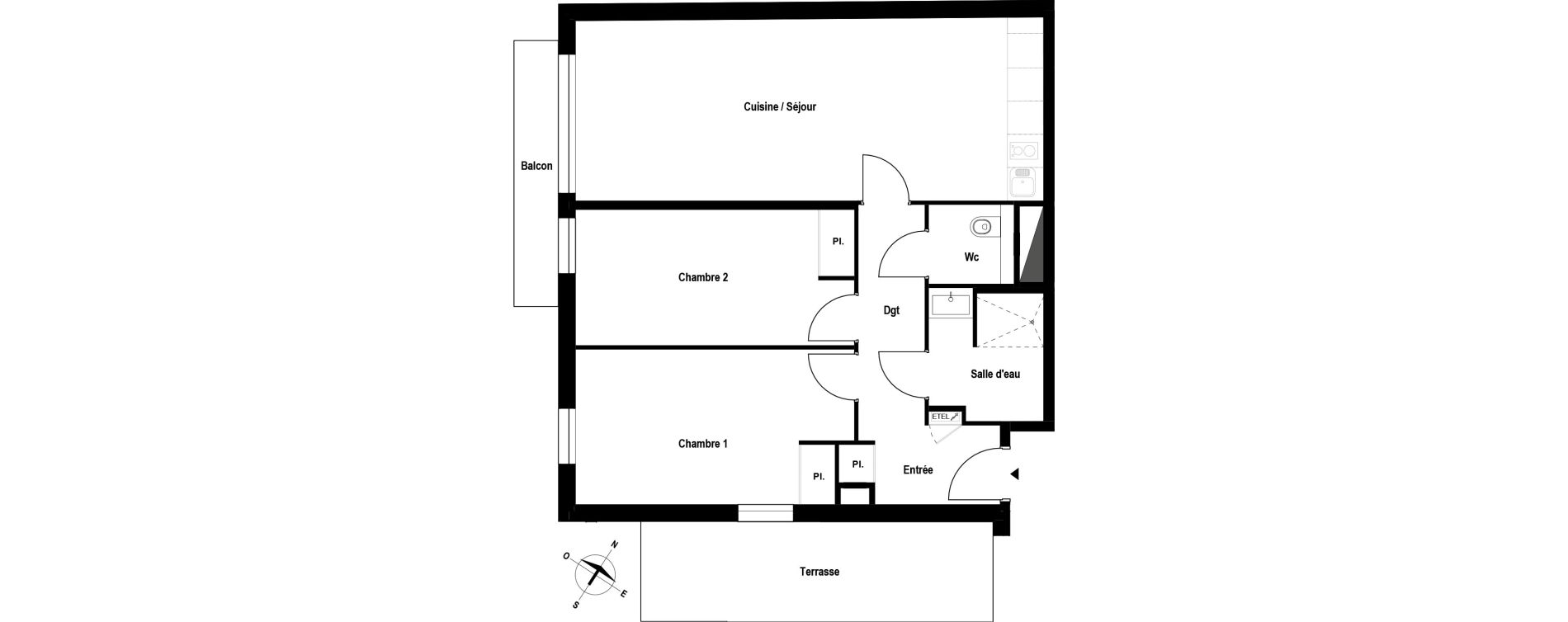 Appartement T3 meubl&eacute; de 69,10 m2 &agrave; Aubergenville Elisabethville