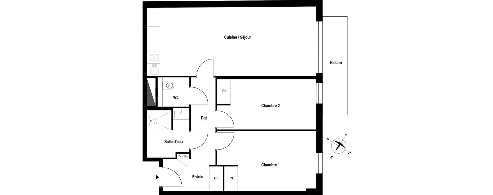Appartement T3 meubl&eacute; de 68,85 m2 &agrave; Aubergenville Elisabethville